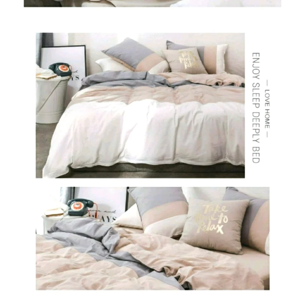 ⭐🆕Grey ivory white khaki cotton duvet cover set
